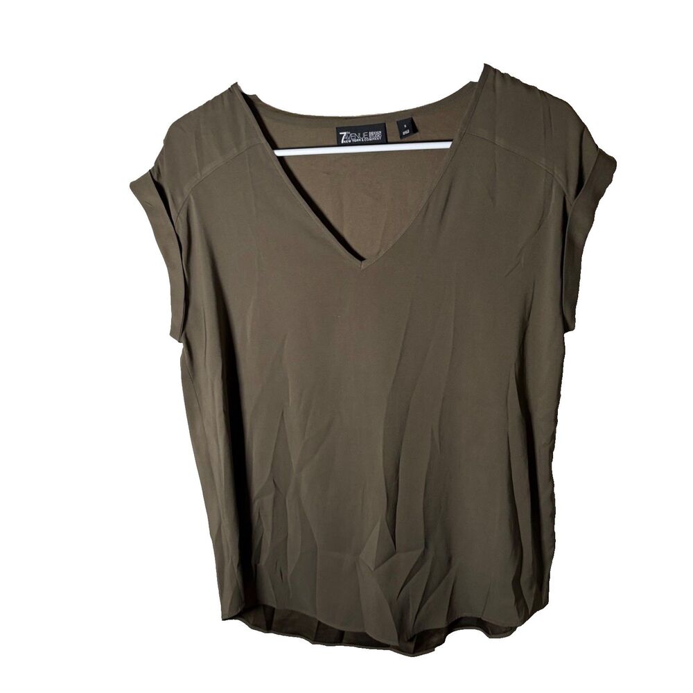 7th Avenue New York Blouse Women's Small V-Neck Short Sleeve Lightweight Top